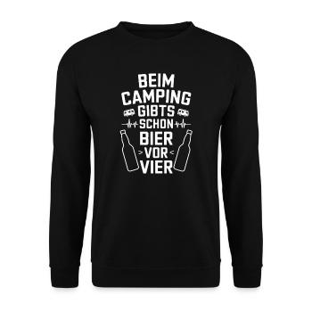 Camping Spruch Bier Vor Vier Zelten Hobby - Unisex Pullover - Schwarz - Vorne - Alina (178cm) & Michal (187cm)