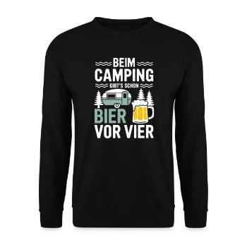 Beim Camping Bier Vor Vier Urlaub Wald Natur - Unisex Pullover - Schwarz - Vorne - Alina (178cm) & Michal (187cm)