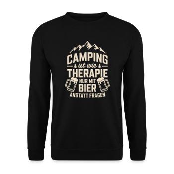 Camping Urlaub Wohnwagen Therapie Bier Leben - Unisex Pullover - Schwarz - Vorne - Alina (178cm) & Michal (187cm)