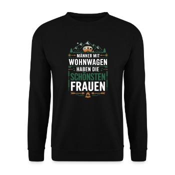 Männer Mit Wohnwagen Haben Die Schönsten Frauen - Unisex Pullover - Schwarz - Vorne - Alina (178cm) & Michal (187cm)
