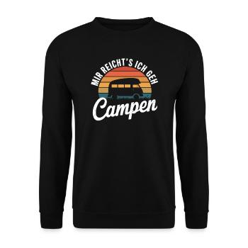Mir Reicht's Ich Geh Campen Vintage Retro Zelten - Unisex Pullover - Schwarz - Vorne - Alina (178cm) & Michal (187cm)