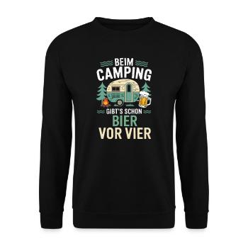 Beim Camping Bier Vor Vier Unterhopft Bierchen - Unisex Pullover - Schwarz - Vorne - Alina (178cm) & Michal (187cm)