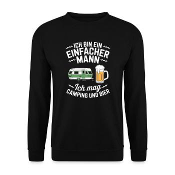 Bin Ein Mann Spruch Camping Bier Unterhopft Papa - Unisex Pullover - Schwarz - Vorne - Alina (178cm) & Michal (187cm)