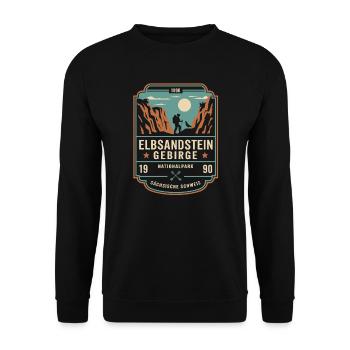 Elbe Sandstone Mountains Saxon Switzerland Hiking - Unisex Sweatshirt - black - Front - Alina (178cm) & Michal (187cm)