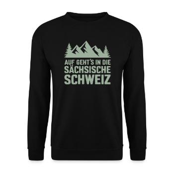 Saxon Switzerland Hiking Pirna Climbing Saxony - Unisex Sweatshirt - black - Front - Alina (178cm) & Michal (187cm)