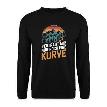 Nur noch eine Kurve Wanderguide Wandern Lehrer - Unisex Pullover - Schwarz - Vorne - Alina (178cm) & Michal (187cm)