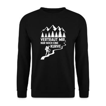 Nur Noch Eine Kurve Wander Wandertour lustig Guide - Unisex Pullover - Schwarz - Vorne - Alina (178cm) & Michal (187cm)