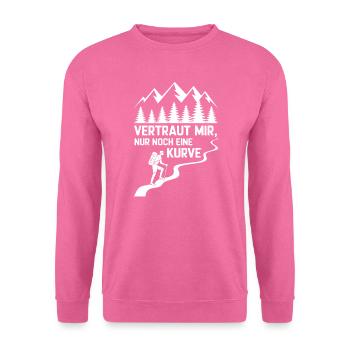 Nur Noch Eine Kurve Wander Wandertour lustig Guide - Unisex Pullover - Pink - Vorne