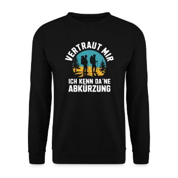 Abkürzung Schlaumeier Wandern lustig Wandertour - Unisex Pullover - Schwarz - Vorne - Alina (178cm) & Michal (187cm)