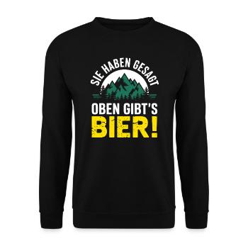 Wandern Bier Berge Reisegruppe Männer JGA Spaß - Unisex Pullover - Schwarz - Vorne - Alina (178cm) & Michal (187cm)