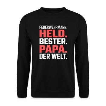 Firefighter Hero Best Dad World Firefighter Dad - Unisex Sweatshirt - black - Front - Alina (178cm) & Michal (187cm)