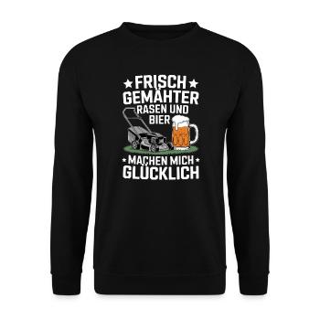 Freshly Mowed Lawn Beer Happy Father's Day Man - Unisex Sweatshirt - black - Front - Alina (178cm) & Michal (187cm)