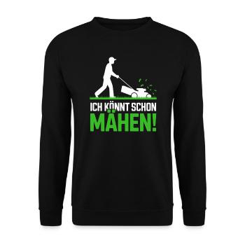 grass mowing funny work lawn gardener garden man - Unisex Sweatshirt - black - Front - Alina (178cm) & Michal (187cm)