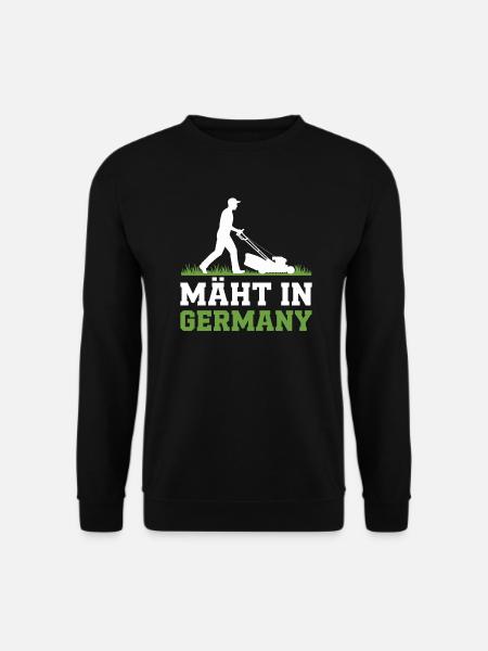 Mäht In Germany Rasenmäher lustig Mann Gras mähen - Unisex Pullover - Schwarz