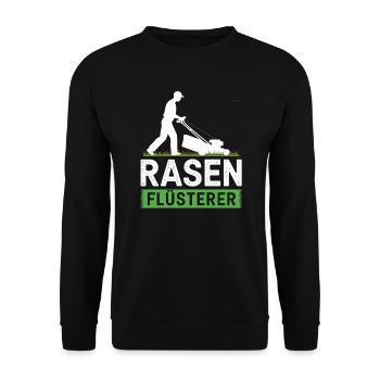 Rasenflüsterer Meister des gepflegten Rasen Wiese - Unisex Pullover - Schwarz - Vorne - Alina (178cm) & Michal (187cm)