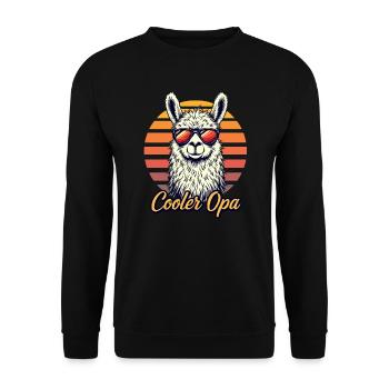 Cooler Opa Bester Opi Großvater Alpaka Lama Retro - Unisex Pullover - Schwarz - Vorne - Alina (178cm) & Michal (187cm)