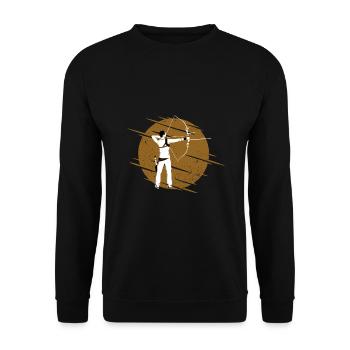 Bogenschütze - Unisex Pullover - Schwarz - Vorne - Alina (178cm) & Michal (187cm)
