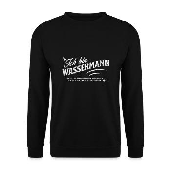 Sternzeichen Geschenke Wassermann Spruch - Unisex Pullover - Schwarz - Vorne - Alina (178cm) & Michal (187cm)