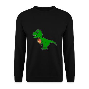 Dino with ice cream cone sweet Tyrannosaurus with ice cream - Unisex Sweatshirt - black - Front - Alina (178cm) & Michal (187cm)