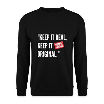 Lebensweisheiten Sprüche Echt und Einfach Original - Unisex Pullover - Schwarz - Vorne - Alina (178cm) & Michal (187cm)