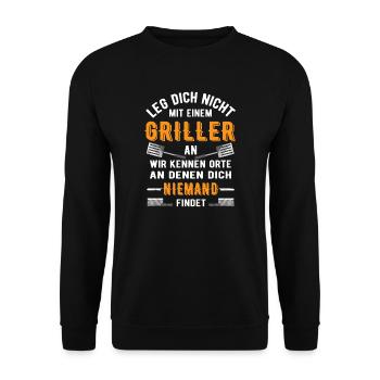 Grillen Barbeque BBQ Griller Grillmeister - Unisex Pullover - Schwarz - Vorne - Alina (178cm) & Michal (187cm)