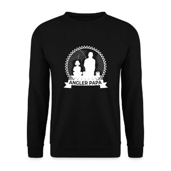 Angler Papa Fischen mit Sohn Tochter - Unisex Pullover - Schwarz - Vorne - Alina (178cm) & Michal (187cm)