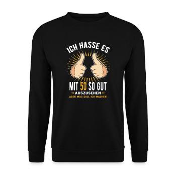 50. Geburtstag Gut Aussehen - Unisex Pullover - Schwarz - Vorne - Alina (178cm) & Michal (187cm)