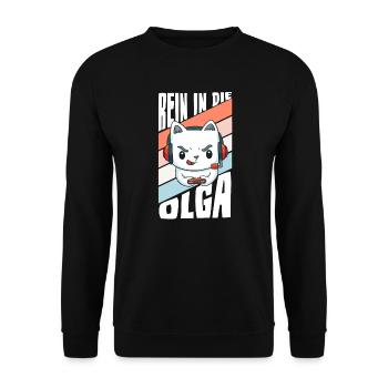Rein in die Olga Gaming Gamer Zocker - Unisex Pullover - Schwarz - Vorne - Alina (178cm) & Michal (187cm)