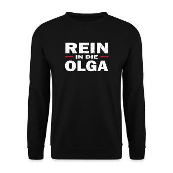 Rein in die Olga Gamer Spruch Gaming - Unisex Pullover - Schwarz - Vorne - Alina (178cm) & Michal (187cm)