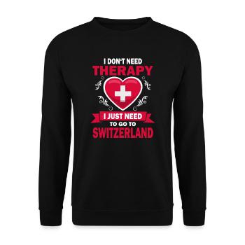 Je n’ai pas besoin d’une thérapie juste Suisse Proverbe - Sweat-shirt Unisexe - noir - Devant - Alina (178cm) & Michal (187cm)
