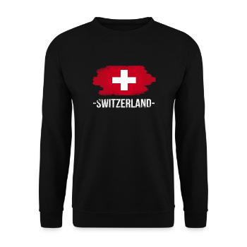 Schweiz Flagge Switzerland - Unisex Pullover - Schwarz - Vorne - Alina (178cm) & Michal (187cm)