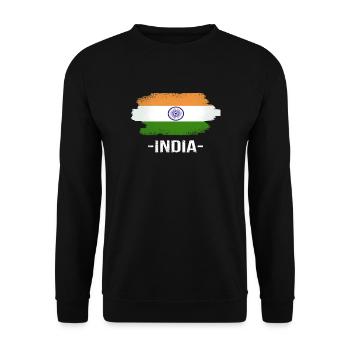 Indien Flagge India - Unisex Pullover - Schwarz - Vorne - Alina (178cm) & Michal (187cm)
