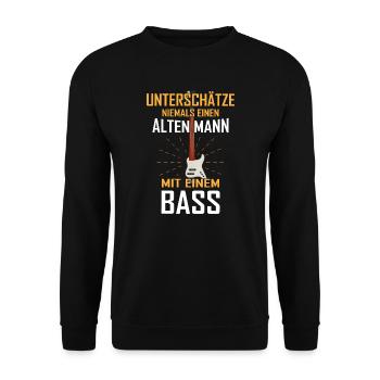Unterschätze Alten Mann Bass - Unisex Pullover - Schwarz - Vorne - Alina (178cm) & Michal (187cm)