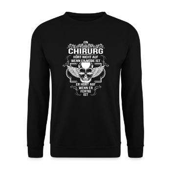 CHIRURG Müde Fertig Arzt Krankenhaus - Unisex Pullover - Schwarz - Vorne - Alina (178cm) & Michal (187cm)