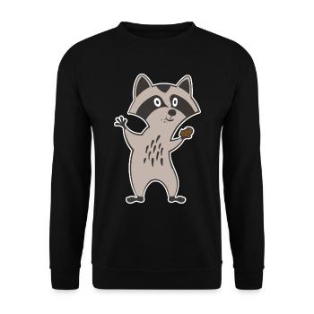 cookie racoon - Unisex Pullover - Schwarz - Vorne - Alina (178cm) & Michal (187cm)