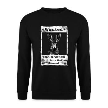 Osterhase Gesucht Mugshot Polizei Ostern - Unisex Pullover - Schwarz - Vorne - Alina (178cm) & Michal (187cm)
