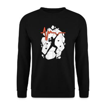 Klettern Bouldern Boulder Bergsteiger Kletterer - Unisex Pullover - Schwarz - Vorne - Alina (178cm) & Michal (187cm)