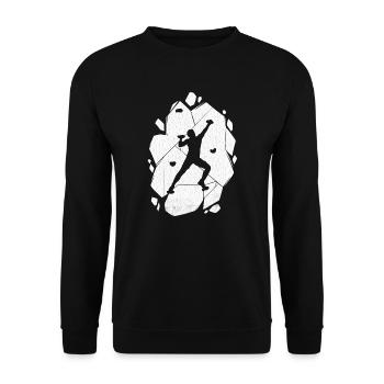 Bouldern Klettern Boulder Bergsteiger - Unisex Pullover - Schwarz - Vorne - Alina (178cm) & Michal (187cm)
