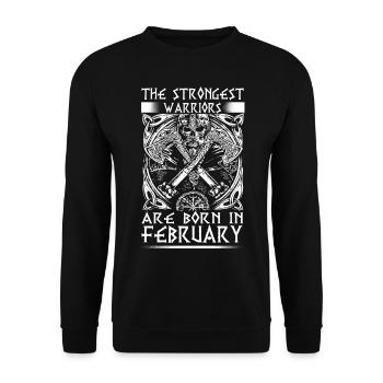 February - Viking - birthday - EN - Unisex Sweatshirt - black - Front - Alina (178cm) & Michal (187cm)