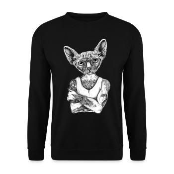 Sphynx Cat - Unisex Sweatshirt - black - Front - Alina (178cm) & Michal (187cm)