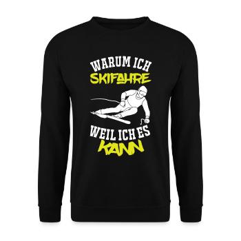 Skifahren - Warum ich Skifahre... - Unisex Pullover - Schwarz - Vorne - Alina (178cm) & Michal (187cm)