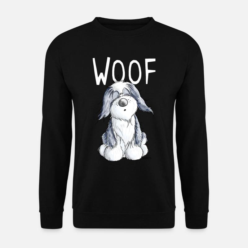 Woof Bearded Collie - Beardie - Geschenk - Comic - Unisex Pullover - Schwarz