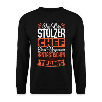 Stolzer Chef Chef Mann Abteilungsleiter Teamchef - Unisex Pullover - Schwarz - Vorne - Alina (178cm) & Michal (187cm)