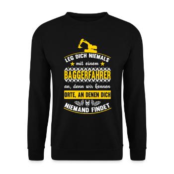 Leg dich niemals mit einem Baggerfahrer an - Unisex Pullover - Schwarz - Vorne - Alina (178cm) & Michal (187cm)