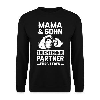 Mama und Sohn Tischtennis - Unisex Pullover - Schwarz - Vorne - Alina (178cm) & Michal (187cm)