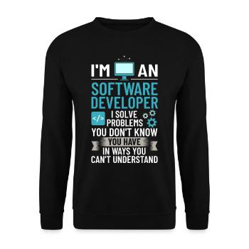 Software Development Software Developer Developer - Unisex Sweatshirt - black - Front - Alina (178cm) & Michal (187cm)