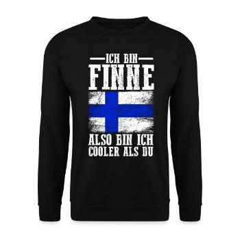 Finnland Finne Finnisches - Unisex Pullover - Schwarz - Vorne - Alina (178cm) & Michal (187cm)