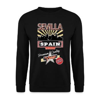 Séville Espagne City Skyline Vintage Rétro - Sweat-shirt Unisexe - noir - Devant - Alina (178cm) & Michal (187cm)