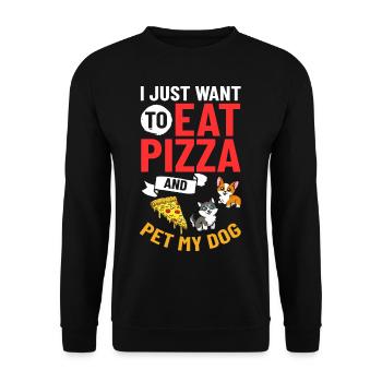 Pizza Hund Essen Pizzeria Italienisch Welpen - Unisex Pullover - Schwarz - Vorne - Alina (178cm) & Michal (187cm)