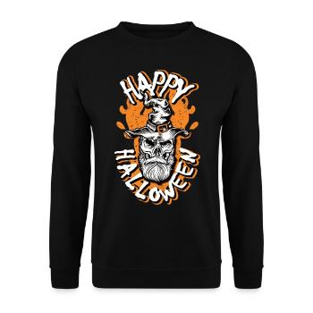 Happy Halloween Beard skull - Unisex Sweatshirt - black - Front - Alina (178cm) & Michal (187cm)